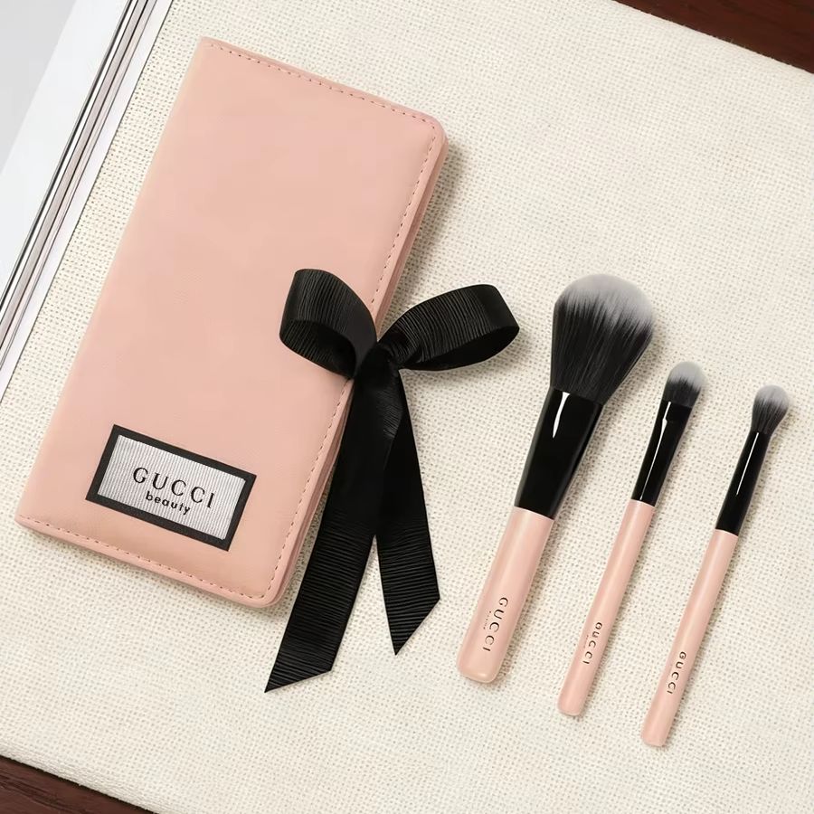Luxury Skincare And Makeup Brands - GUCCIs Tasche Make-up-Pinsel-Set Rosa Rouge-Pinsel Kosmetik-Aufbewahrungstasche